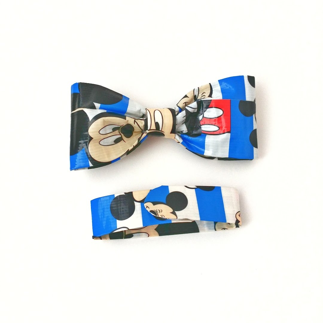 Cute red, white, and  blue  clip-on bow tie created with Mickey Mouse duct tape. 