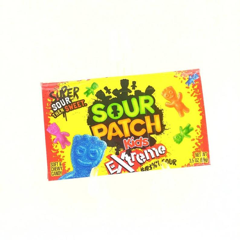 Yellow Sour Patch Kids candy box upcycled into a fun wallet for kids. 