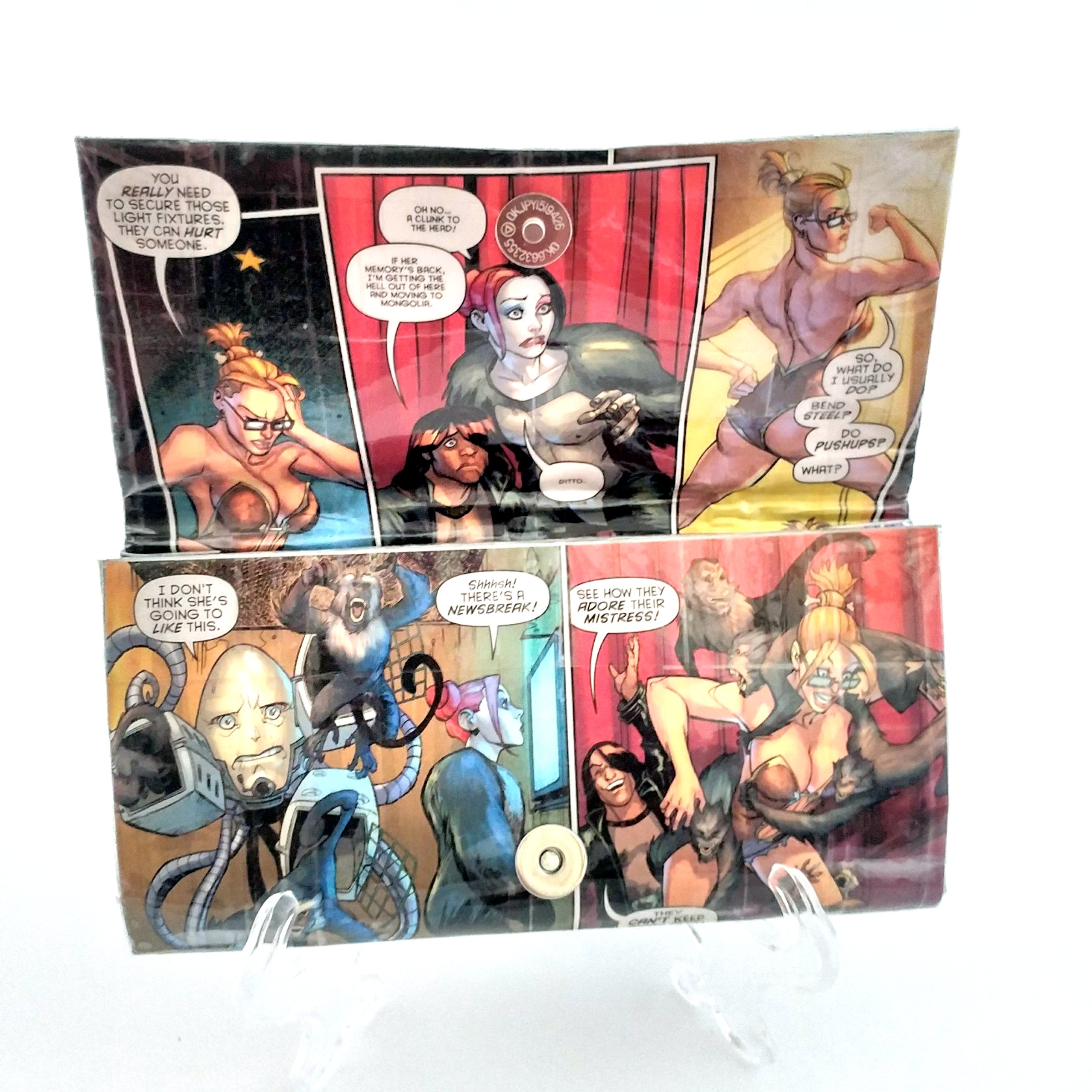 Harley Quinn and Power Girl comic book wallet.